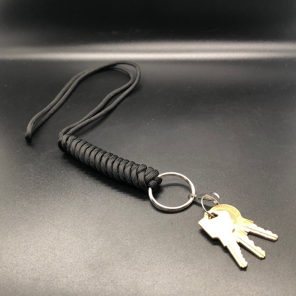 Id Lanyard Black Paracord Key Chain Badge Necklace 18" - Picture 1 of 10